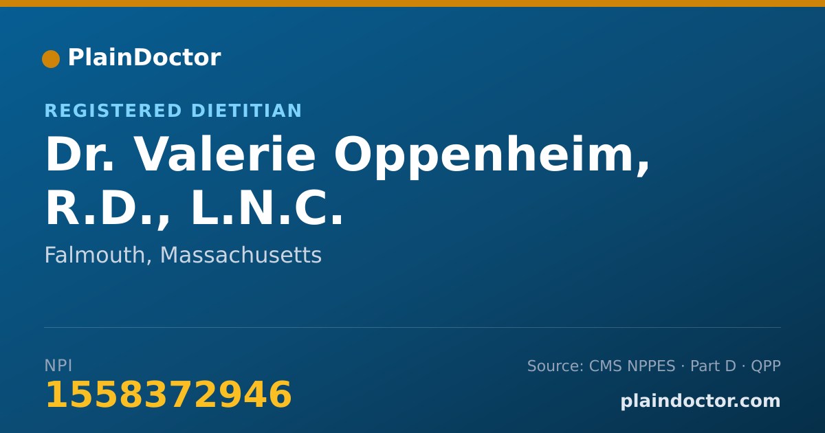 Shareable card for Valerie Oppenheim, R.D., L.N.C. - Registered Dietitian, Falmouth, MA