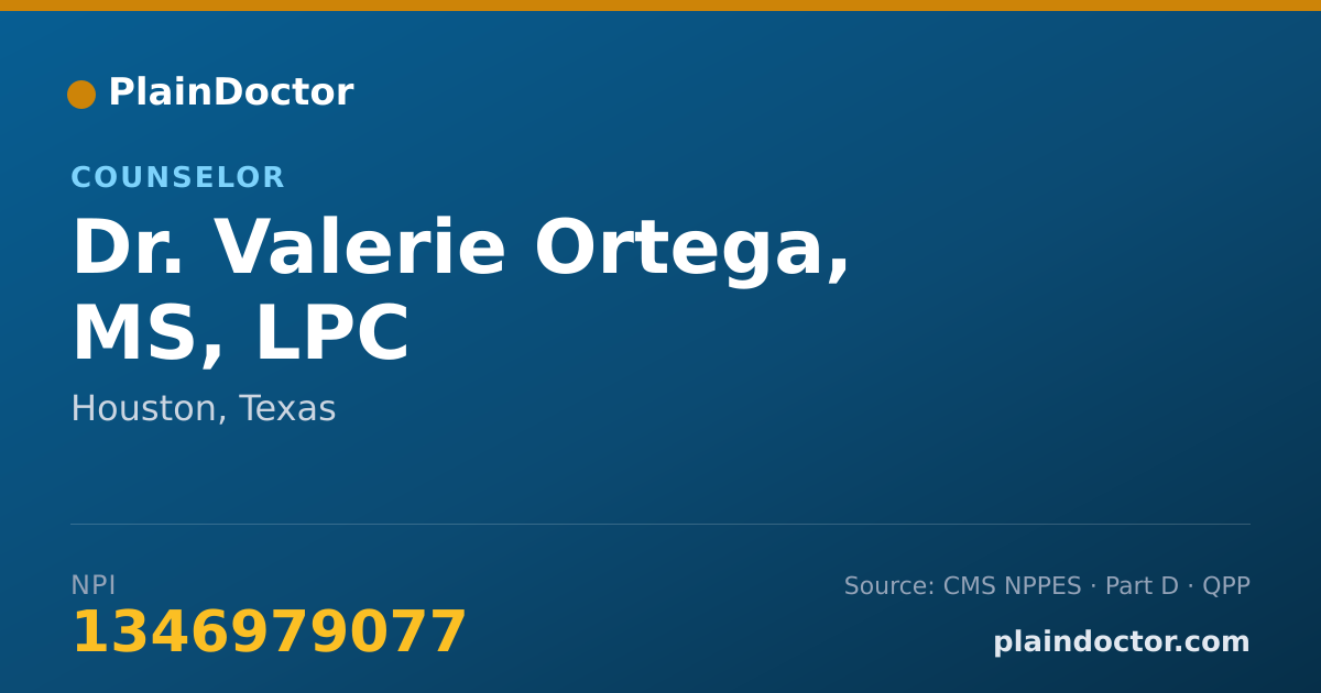 Shareable card for Valerie Ortega, MS, LPC - Counselor, Houston, TX