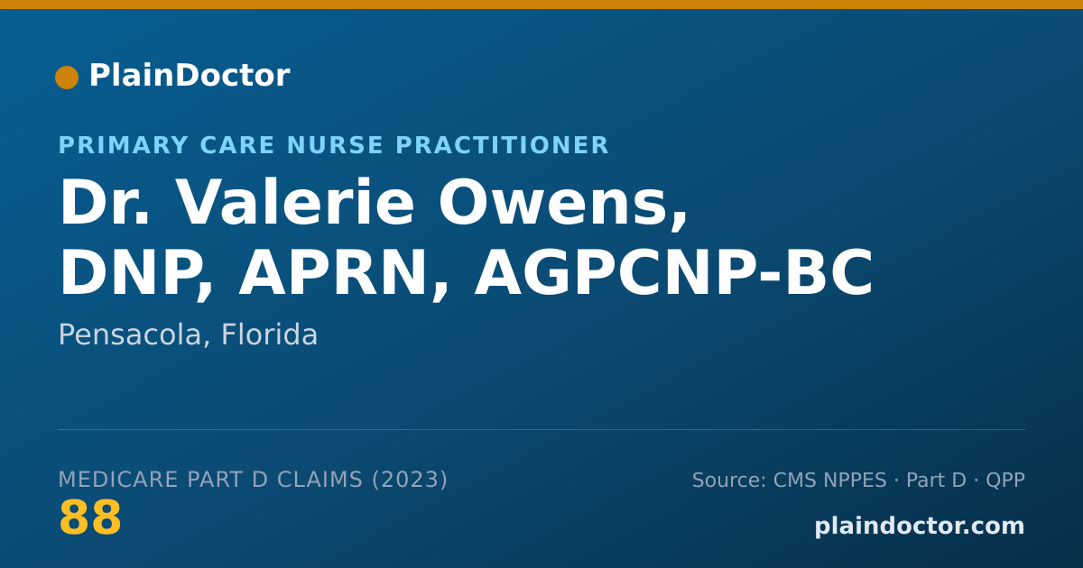 Shareable card for Valerie Owens, DNP, APRN, AGPCNP-BC - Primary Care Nurse Practitioner, Pensacola, FL