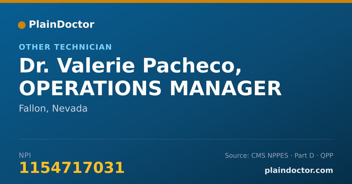 Shareable card for Valerie Pacheco, OPERATIONS MANAGER - Other Technician, Fallon, NV