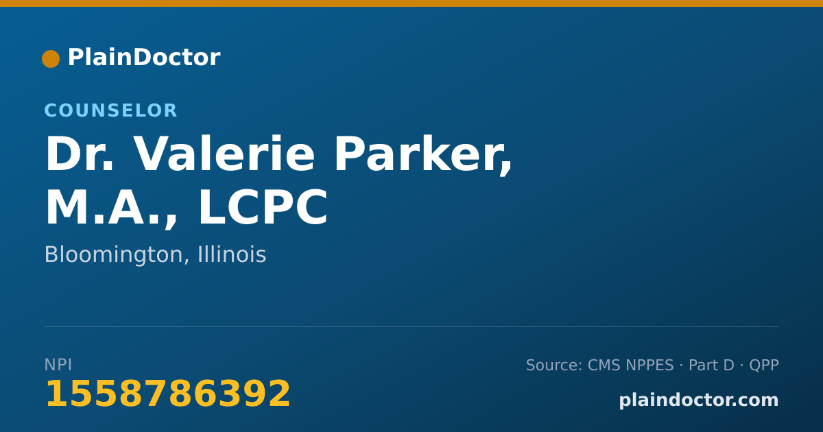 Shareable card for Valerie Parker, M.A., LCPC - Counselor, Bloomington, IL