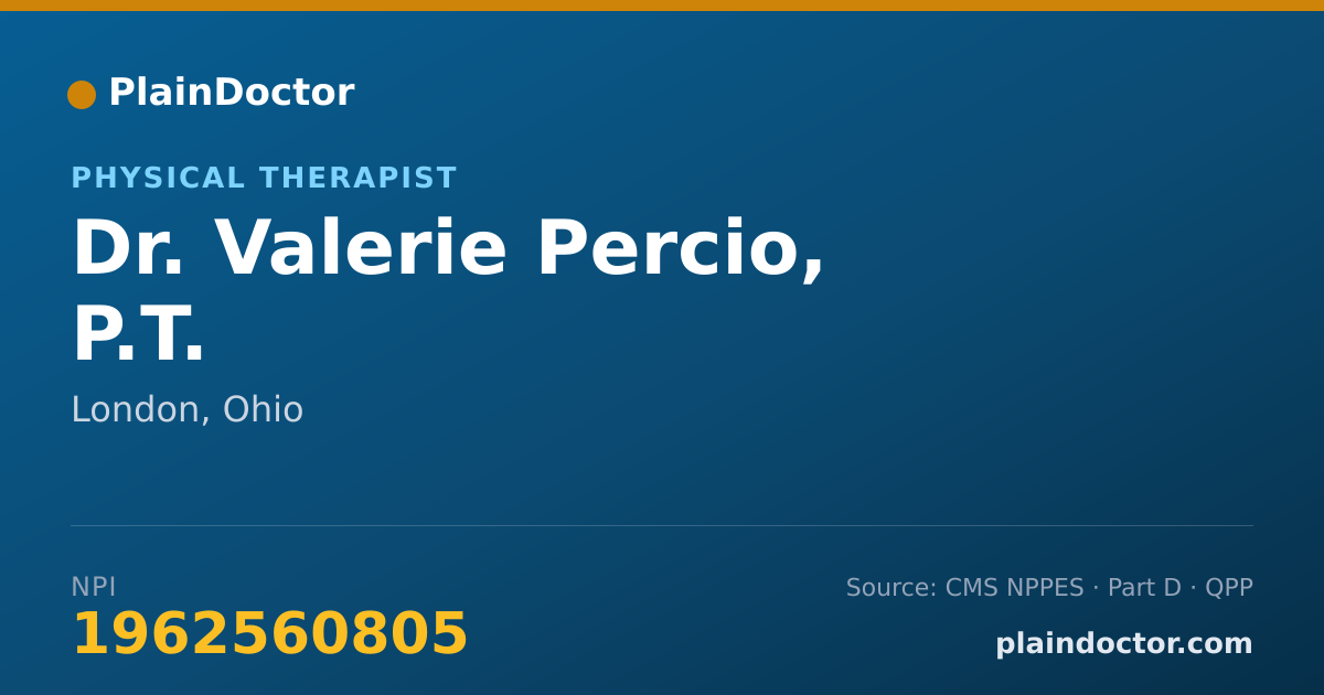 Shareable card for Valerie Percio, P.T. - Physical Therapist, London, OH