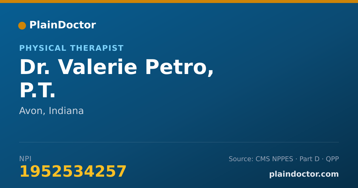 Shareable card for Valerie Petro, P.T. - Physical Therapist, Avon, IN