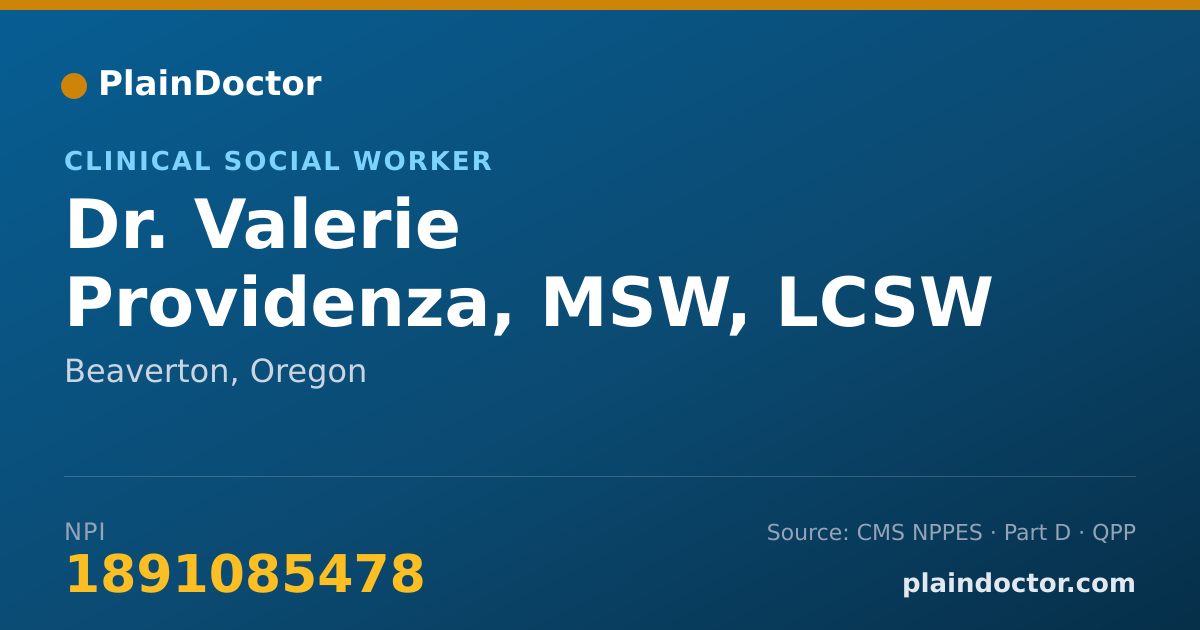 Shareable card for Valerie Providenza, MSW, LCSW - Clinical Social Worker, Beaverton, OR