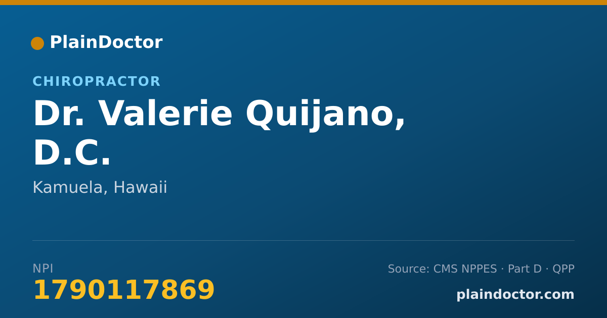 Shareable card for Valerie Quijano, D.C. - Chiropractor, Kamuela, HI