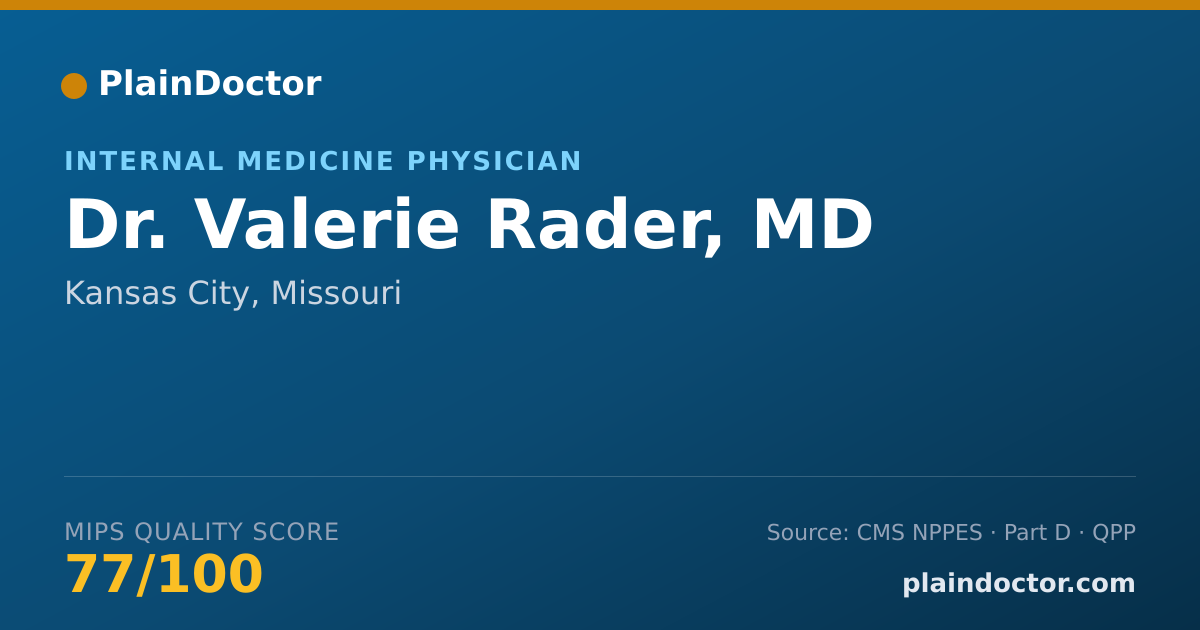Shareable card for Valerie Rader, MD - Internal Medicine Physician, Kansas City, MO