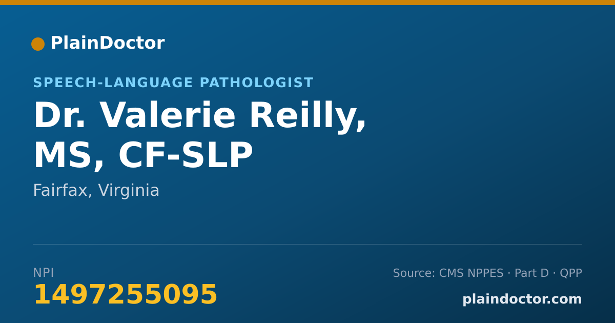 Shareable card for Valerie Reilly, MS, CF-SLP - Speech-Language Pathologist, Fairfax, VA