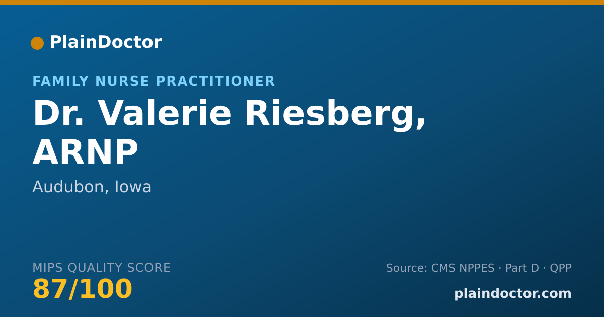 Shareable card for Valerie Riesberg, ARNP - Family Nurse Practitioner, Audubon, IA