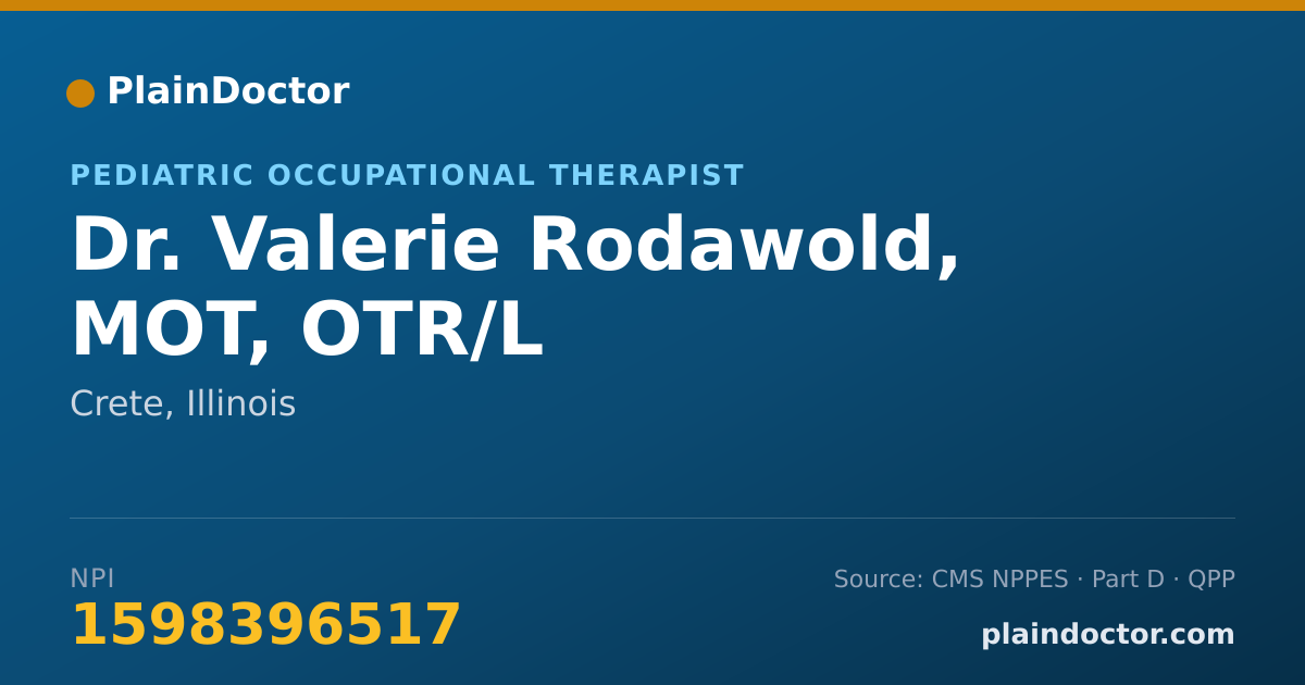 Shareable card for Valerie Rodawold, MOT, OTR/L - Pediatric Occupational Therapist, Crete, IL
