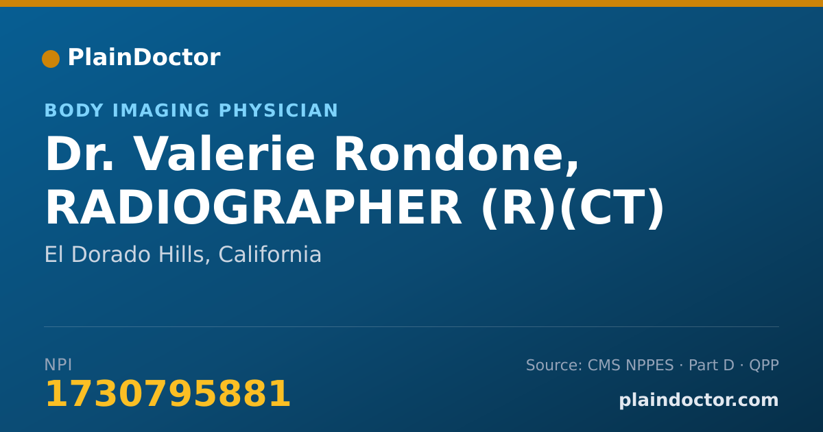 Shareable card for Valerie Rondone, RADIOGRAPHER (R)(CT) - Body Imaging Physician, El Dorado Hills, CA