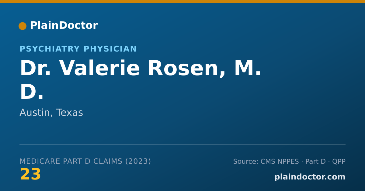 Shareable card for Valerie Rosen, M. D. - Psychiatry Physician, Austin, TX