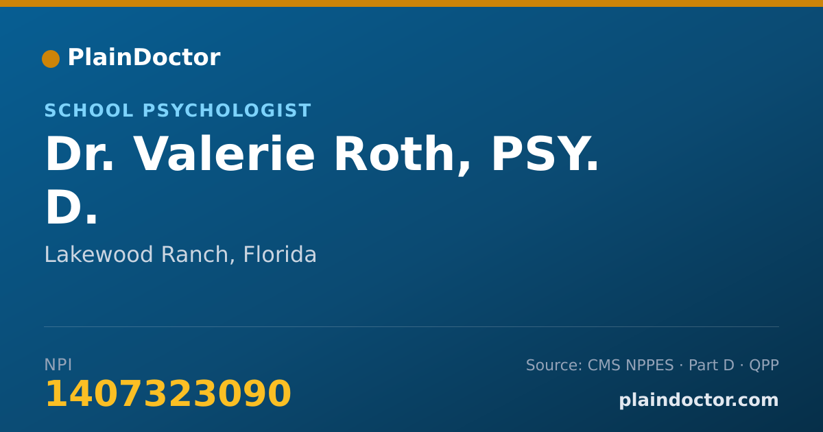 Shareable card for Valerie Roth, PSY. D. - School Psychologist, Lakewood Ranch, FL