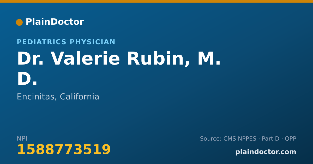 Shareable card for Valerie Rubin, M. D. - Pediatrics Physician, Encinitas, CA