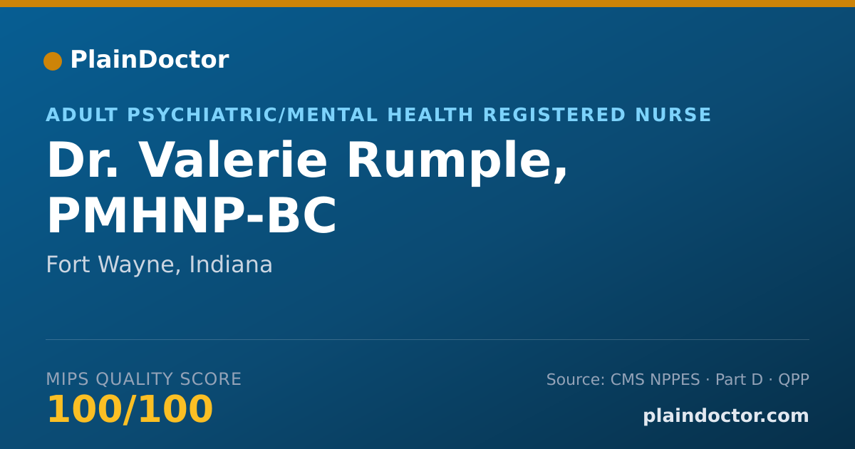 Shareable card for Valerie Rumple, PMHNP-BC - Adult Psychiatric/Mental Health Registered Nurse, Fort Wayne, IN