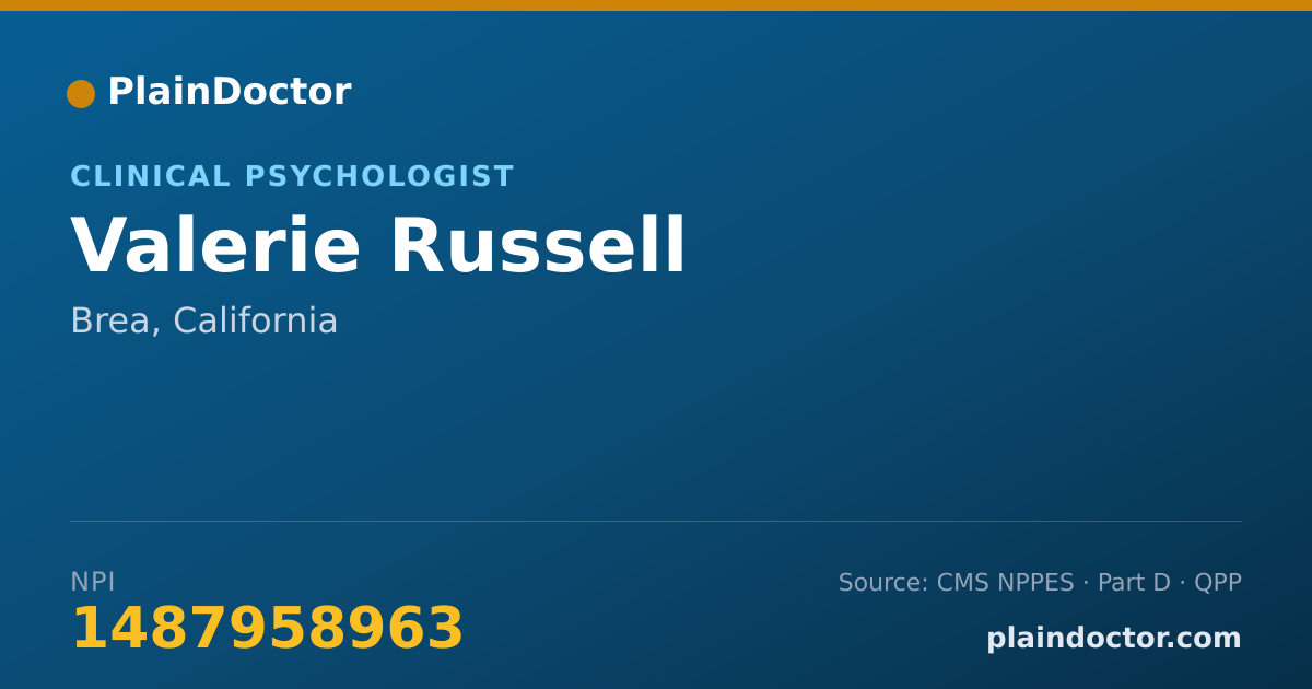 Shareable card for Valerie Russell - Clinical Psychologist, Brea, CA
