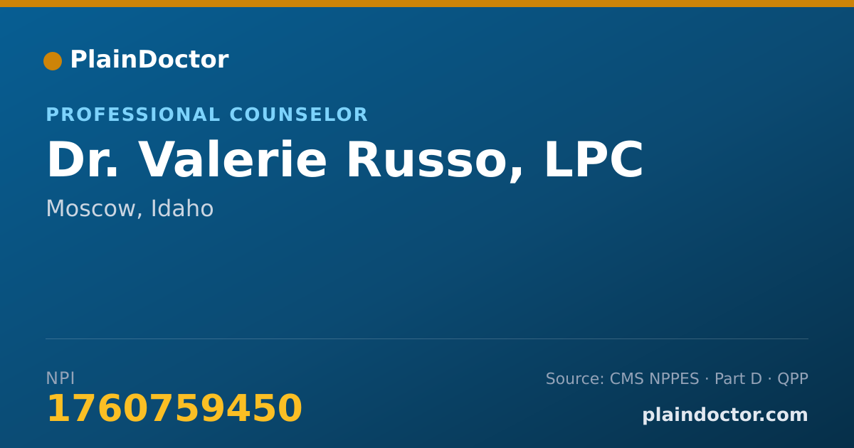 Shareable card for Valerie Russo, LPC - Professional Counselor, Moscow, ID