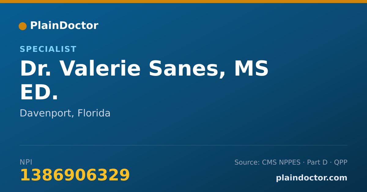 Shareable card for Valerie Sanes, MS ED. - Specialist, Davenport, FL