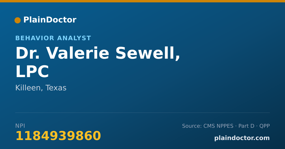 Shareable card for Valerie Sewell, LPC - Behavior Analyst, Killeen, TX