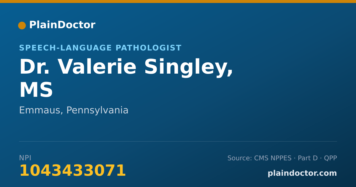 Shareable card for Valerie Singley, MS - Speech-Language Pathologist, Emmaus, PA