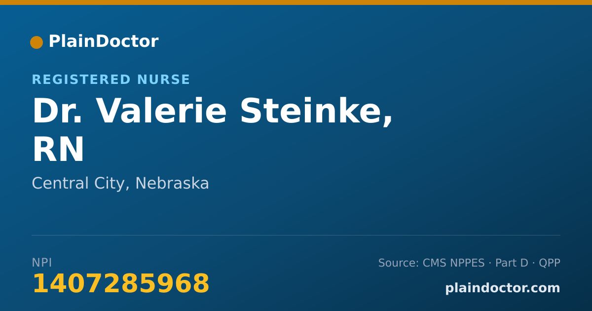 Shareable card for Valerie Steinke, RN - Registered Nurse, Central City, NE