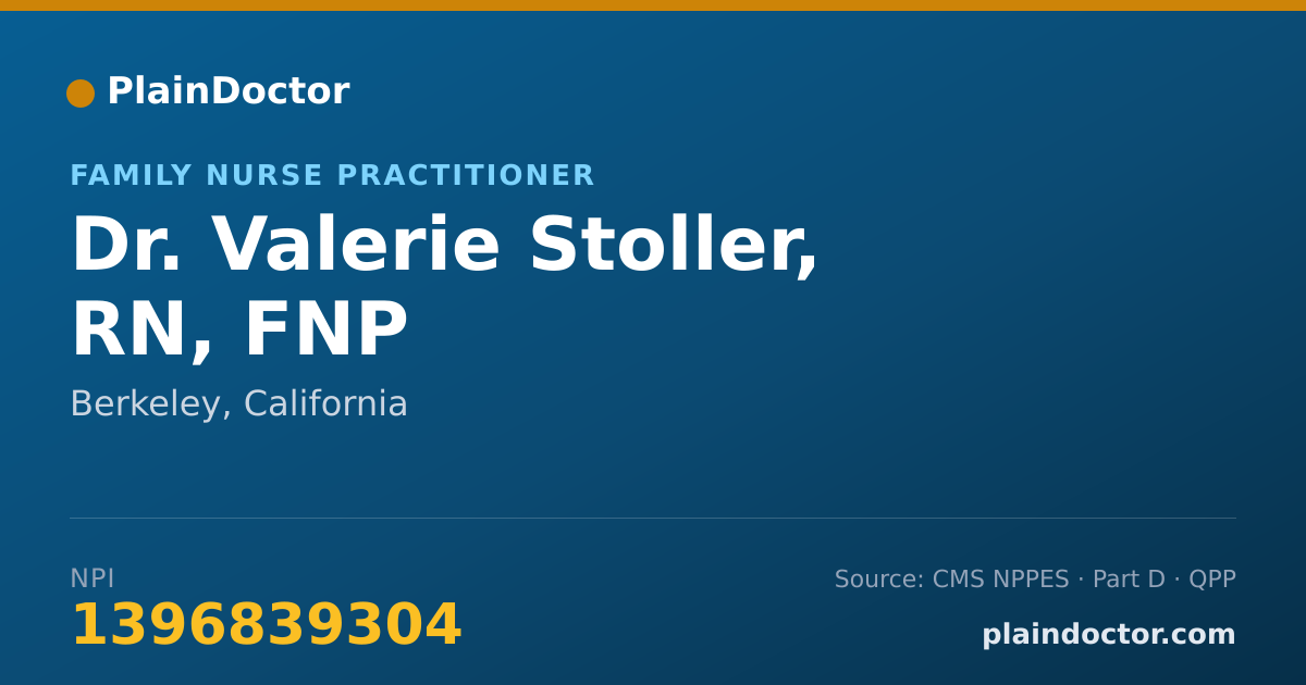 Shareable card for Valerie Stoller, RN, FNP - Family Nurse Practitioner, Berkeley, CA
