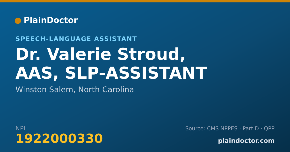 Shareable card for Valerie Stroud, AAS, SLP-ASSISTANT - Speech-Language Assistant, Winston Salem, NC