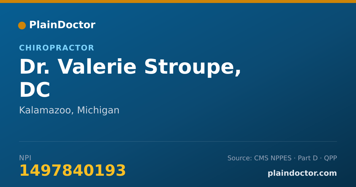 Shareable card for Valerie Stroupe, DC - Chiropractor, Kalamazoo, MI