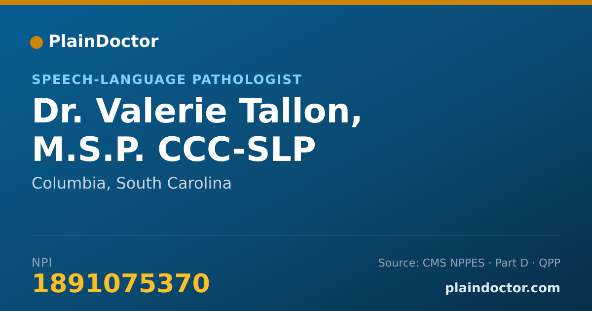 Shareable card for Valerie Tallon, M.S.P. CCC-SLP - Speech-Language Pathologist, Columbia, SC