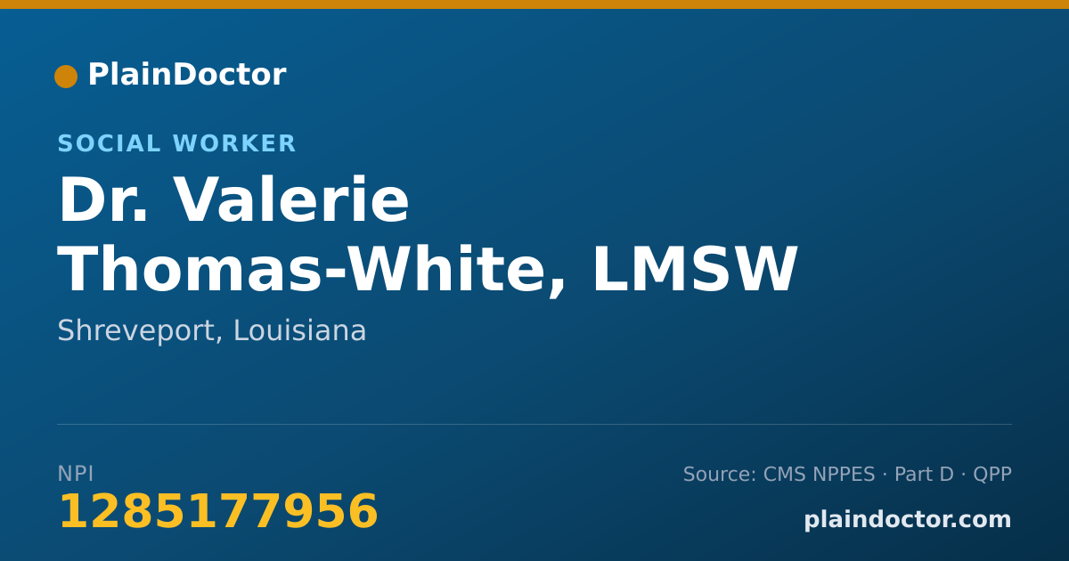 Shareable card for Valerie Thomas-White, LMSW - Social Worker, Shreveport, LA