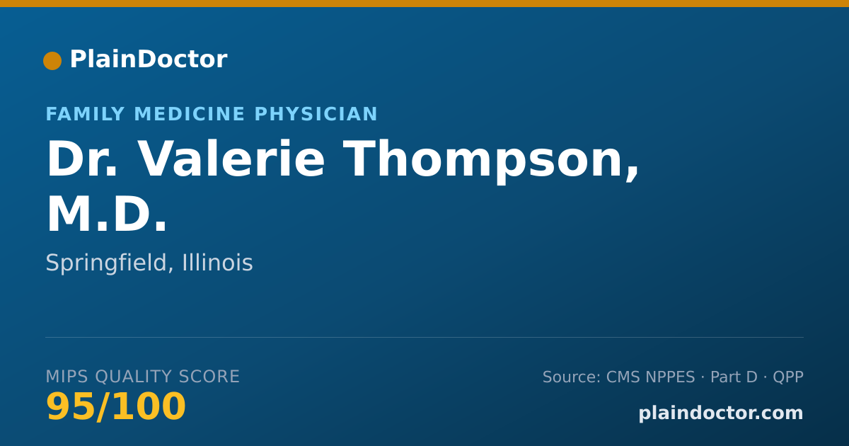 Shareable card for Valerie Thompson, M.D. - Family Medicine Physician, Springfield, IL