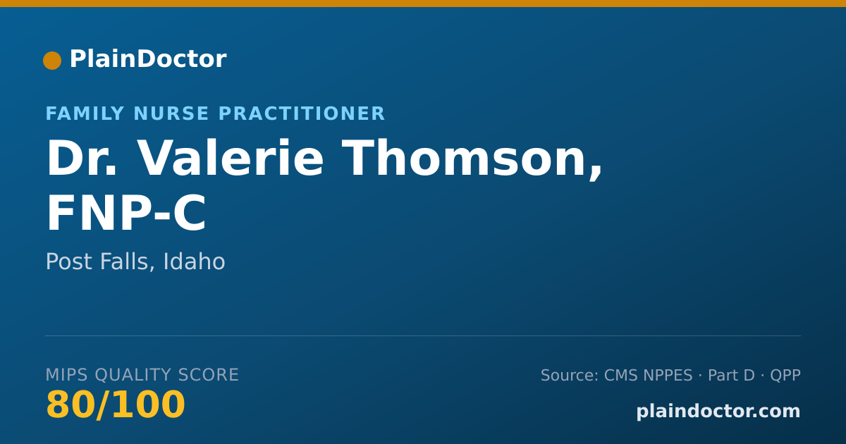 Shareable card for Valerie Thomson, FNP-C - Family Nurse Practitioner, Post Falls, ID