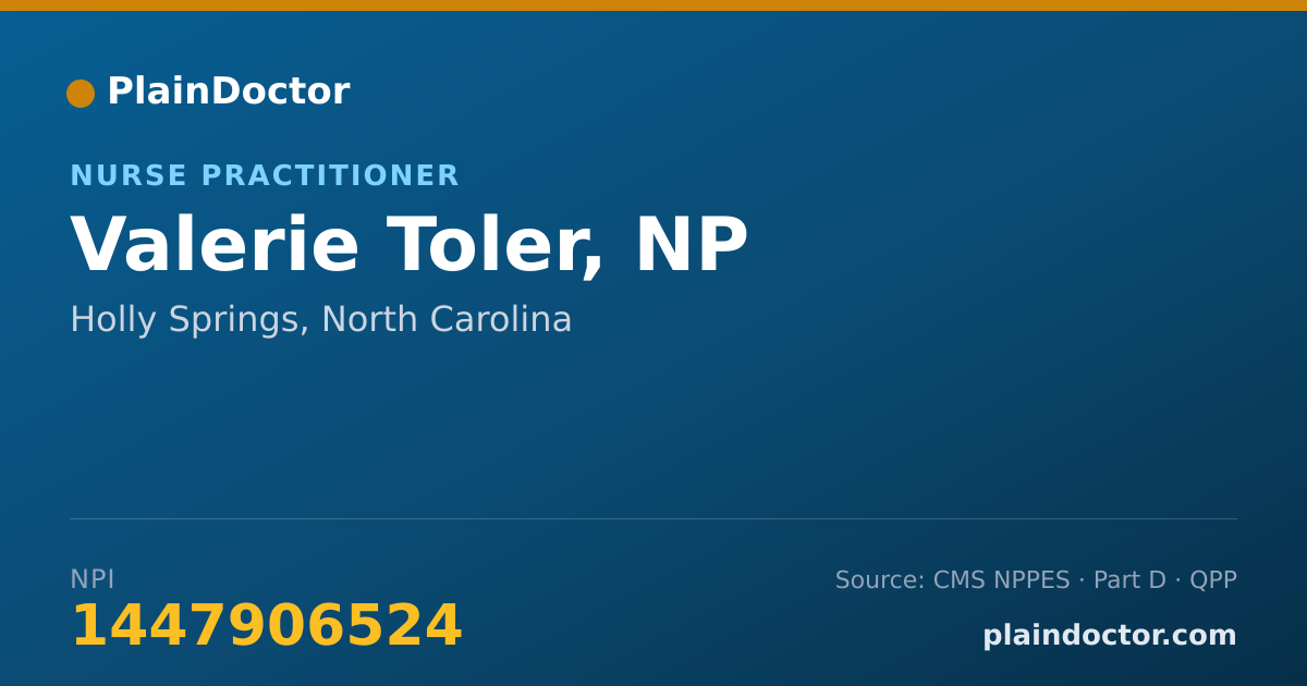 Shareable card for Valerie Toler, NP - Nurse Practitioner, Holly Springs, NC