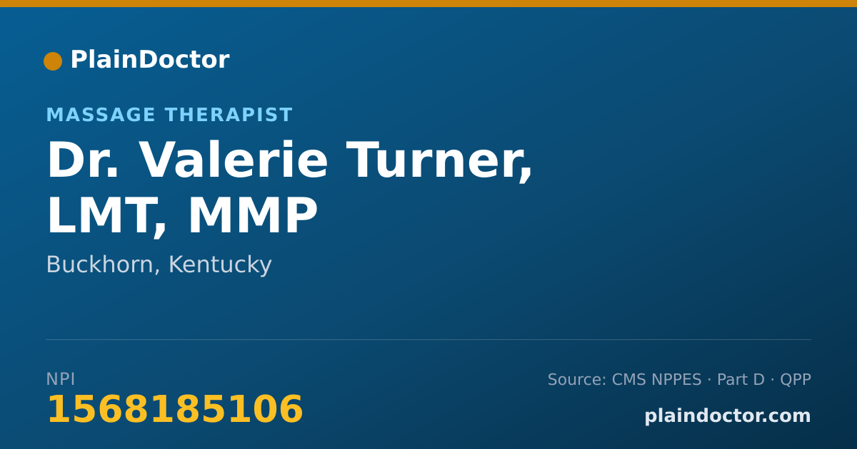 Shareable card for Valerie Turner, LMT, MMP - Massage Therapist, Buckhorn, KY
