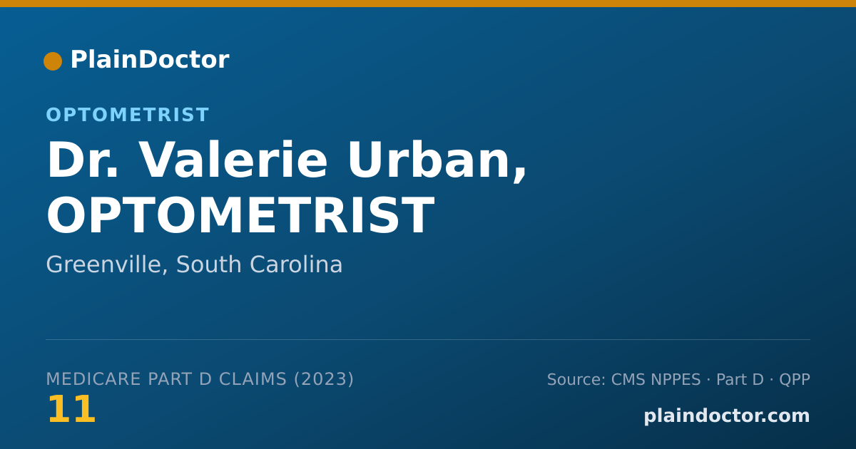 Shareable card for Valerie Urban, OPTOMETRIST - Optometrist, Greenville, SC