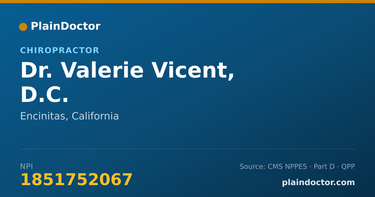 Shareable card for Valerie Vicent, D.C. - Chiropractor, Encinitas, CA