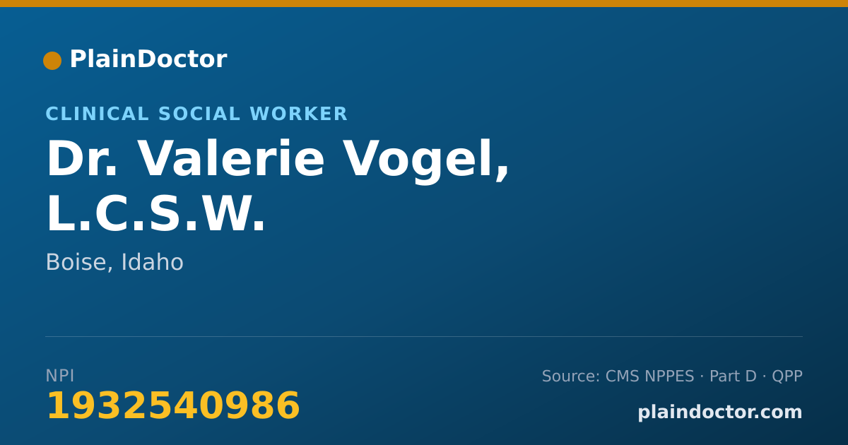 Shareable card for Valerie Vogel, L.C.S.W. - Clinical Social Worker, Boise, ID