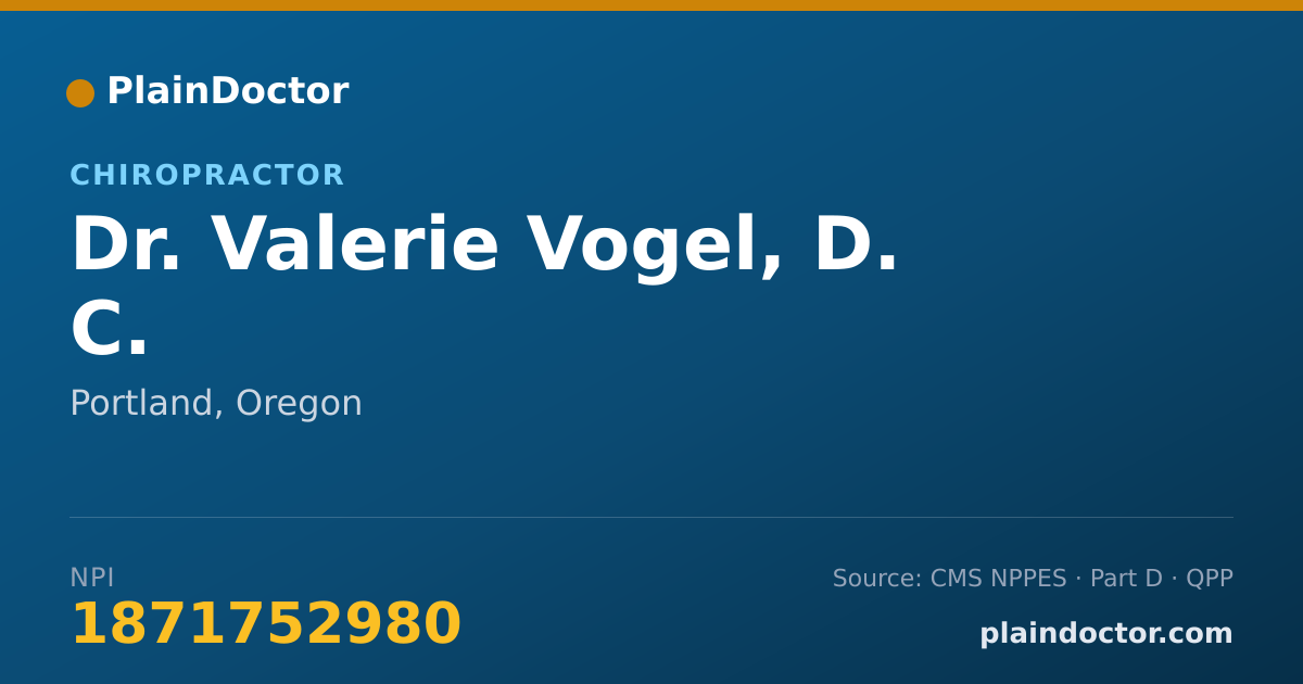 Shareable card for Valerie Vogel, D. C. - Chiropractor, Portland, OR