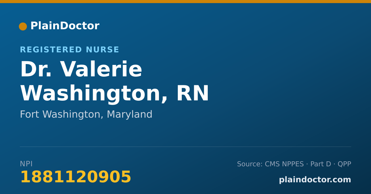 Shareable card for Valerie Washington, RN - Registered Nurse, Fort Washington, MD