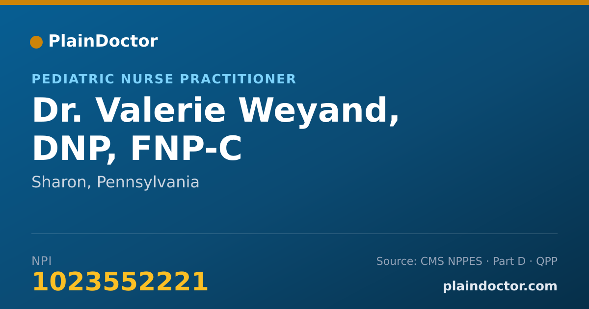 Shareable card for Valerie Weyand, DNP, FNP-C - Pediatric Nurse Practitioner, Sharon, PA