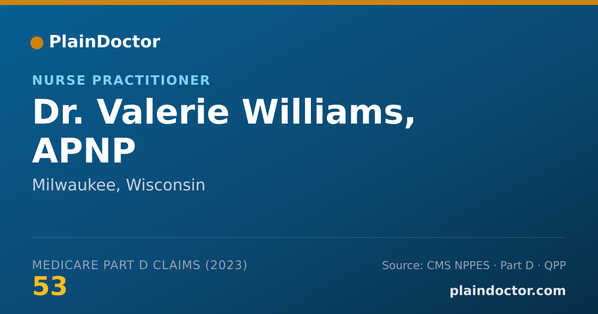 Shareable card for Valerie Williams, APNP - Nurse Practitioner, Milwaukee, WI