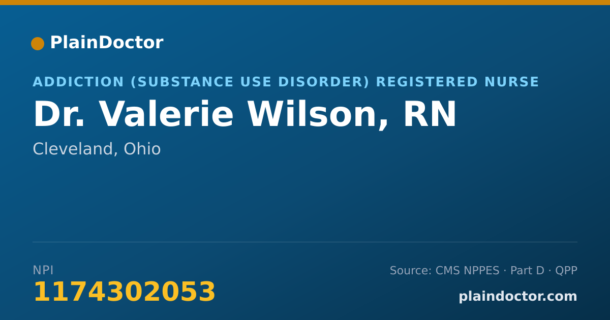 Shareable card for Valerie Wilson, RN - Addiction (Substance Use Disorder) Registered Nurse, Cleveland, OH
