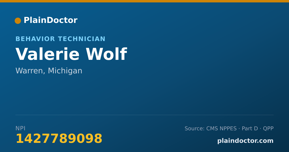 Shareable card for Valerie Wolf - Behavior Technician, Warren, MI