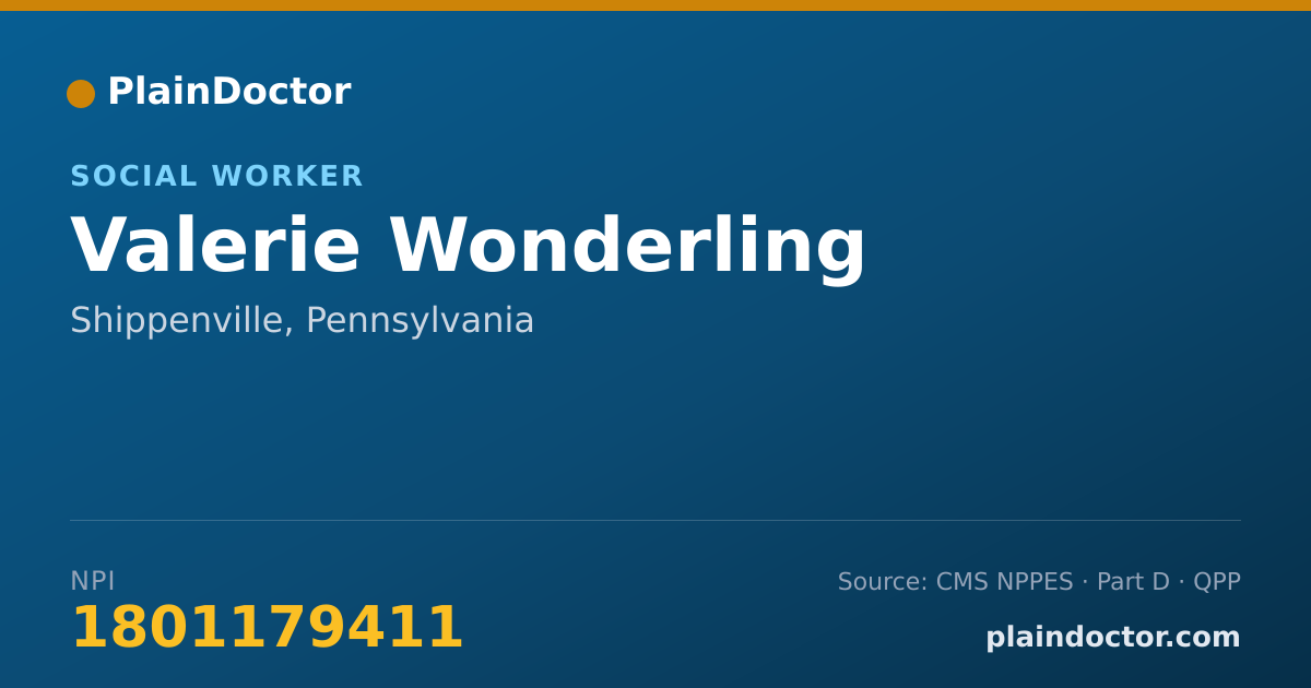 Shareable card for Valerie Wonderling - Social Worker, Shippenville, PA