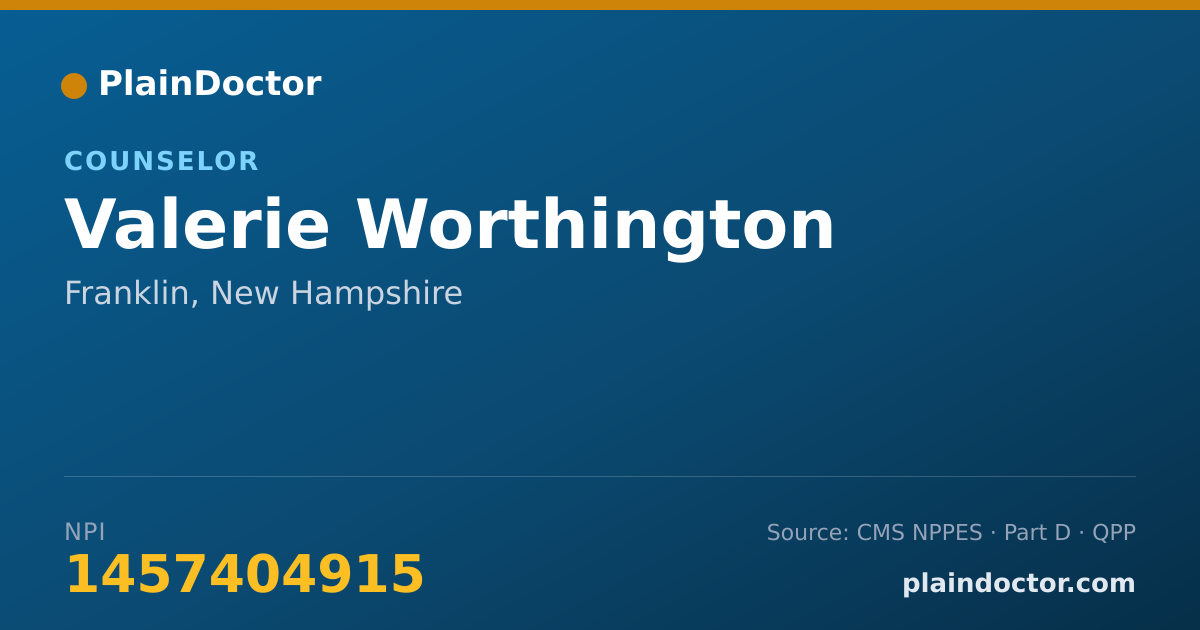 Shareable card for Valerie Worthington - Counselor, Franklin, NH