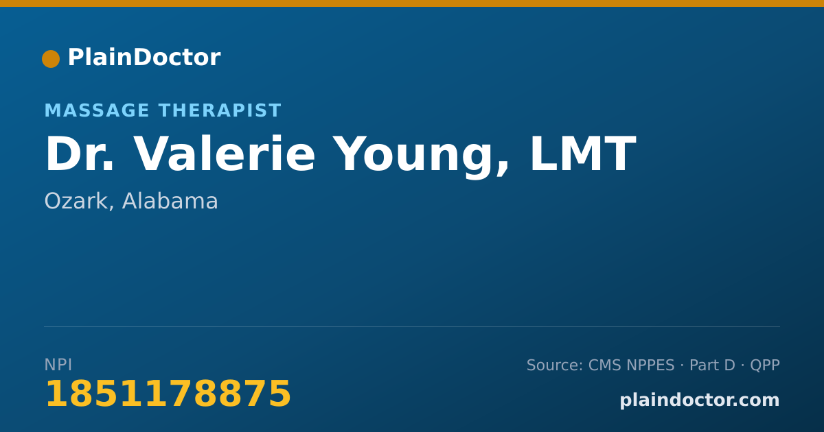 Shareable card for Valerie Young, LMT - Massage Therapist, Ozark, AL