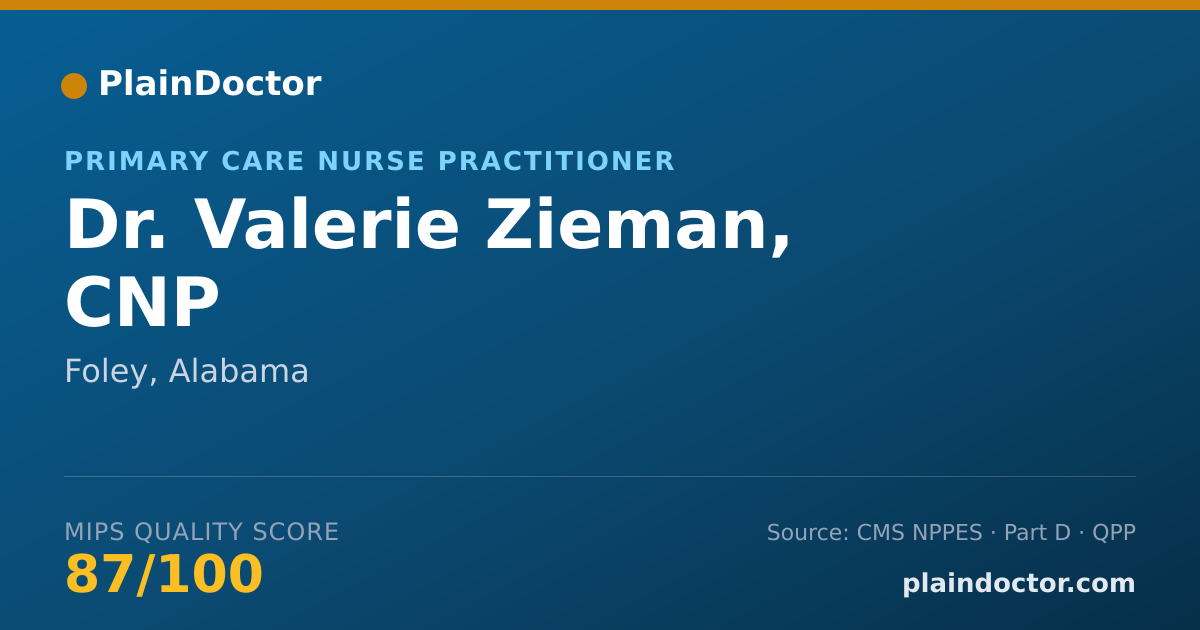 Shareable card for Valerie Zieman, CNP - Primary Care Nurse Practitioner, Foley, AL