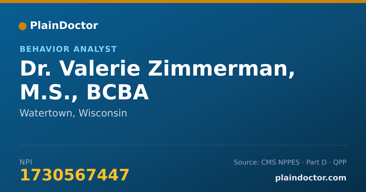 Shareable card for Valerie Zimmerman, M.S., BCBA - Behavior Analyst, Watertown, WI