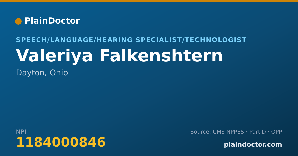 Shareable card for Valeriya Falkenshtern - Speech/Language/Hearing Specialist/Technologist, Dayton, OH