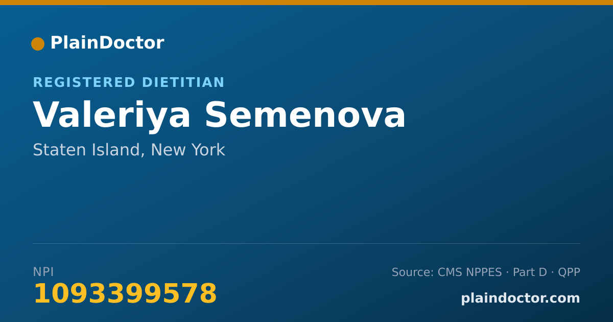 Shareable card for Valeriya Semenova - Registered Dietitian, Staten Island, NY