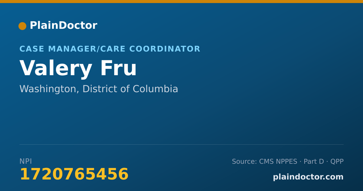 Shareable card for Valery Fru - Case Manager/Care Coordinator, Washington, DC